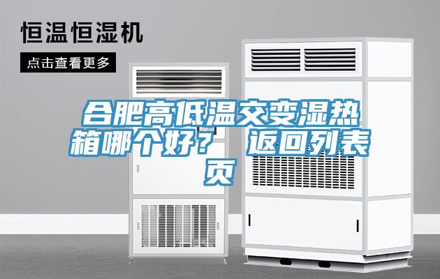 合肥高低温交变湿热箱哪个好？ 返回列表页